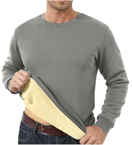 Generisch Chandail de travail pour homme avec col rond et doublure épaisse en laine pour homme, Sweat Dance, gris foncé, M