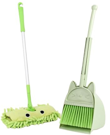 SZLIFE Mini Scopa con Paletta per Bambini, Strumenti per la Pulizia della casa, Piccolo aiutante per Le Pulizie domestiche per Bambini in età prescolare, Verde