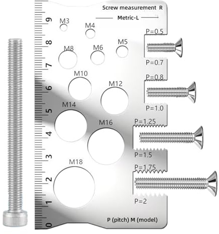 Sucritude Thread Size Checker | Screw Measurement Ruler | Screw Measuring Tool Stainless Steel for Hardware Store Electricians Repair Enthusiasts Automotive Enthusiasts Carpenters