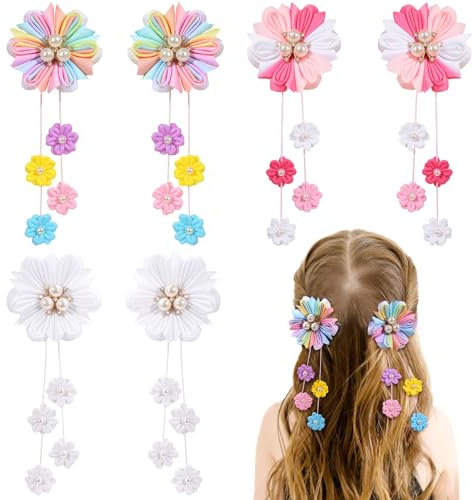 vobobe 6Pcs Hair Bows for Girls, Flower Hair Accessories for Girls