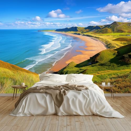 Papel Tapiz Fotográfico Papel Tapiz Paisaje Natural Lago Montañas Art Mural 400x280 cm Cafe Restaurant Dormitorio Decoración para el Hoga Murales Papel Pintado a Papel Fotomural, Azul
