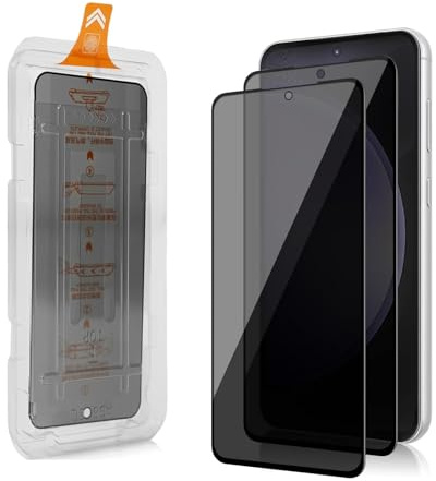 Hengnewro 2 st spionskydd i härdat glas för Samsung Galaxy S23 FE, automatisk dammborttagning, anti-spion integritetsskydd, 9H bubbelfritt skärmskydd