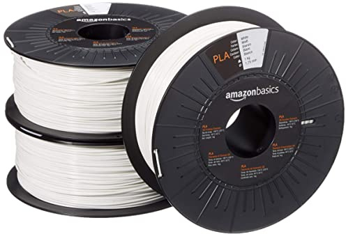 Amazon Basics 3D-Drucker-Filament aus PLA-Kunststoff, 1.75 mm, Weiß, 1-kg-Spule, 3 Stück