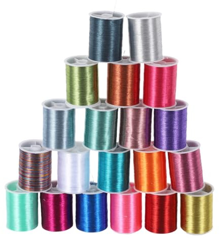 Healifty Hilo De Bordar Metálico Juego De Hilos De Coser Manuales Con 20 Bobinas Hilo Brillante Para Punto De Cruz Bordado Crochet Tejido Y Acolchado Para Manualidades En Casa 1.77X1.37X1.37In