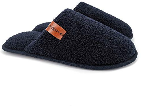 ofoot Zapatillas de Estar por casa Hombre,Pantuflas Interior Acogedor Vellóns Difusos Suaves de Espuma Viscoelástica Cálidas Suela de Goma(39/40 EU,Azul Marino