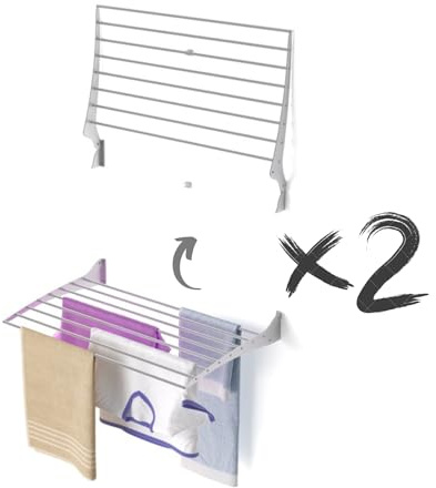 Foxydry Fold Wäscheständer für die Wand, vertikaler Wäscheständer für den Innen- und Außenbereich aus Aluminium und Stahl 80x50x57 cm (2X 80 cm, Grau (Grey))