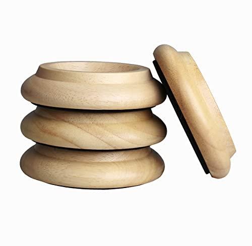 Lot de 4 Tasses à roulettes Droites en Bois Massif pour Piano,Tasses à roulettes pour Meubles,canapés,à roulettes,avec Patins en Feutre antidérapants et Anti-Bruit,pour Protections de Sol en Bois Dur