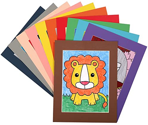 HOTUO 12 Pack 11x14 Kids Art Frame Display 8.5x11, Bevel Cut Mluticolor Cardboard Paper Kid Artwork Picture Frames, Great for Kids Drawings, Artworks