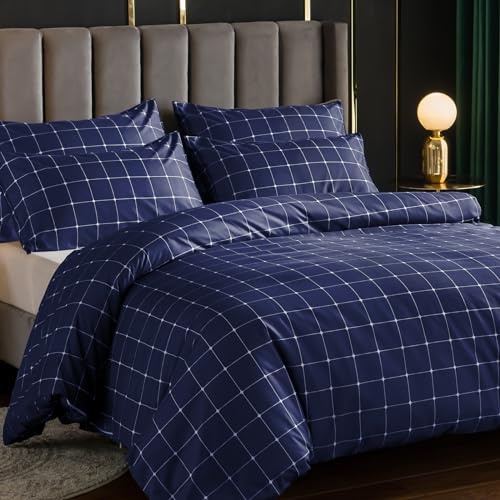 Lazzaro - Set copripiumino matrimoniale, in microfibra di alta qualità, reversibile, per letto matrimoniale (200 x 200 cm), 3 pezzi, set di biancheria da letto di lusso ultra morbido, ipoallergenico,