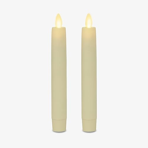 Luminara - Flameless Battery Operated Taper Candle - Ivory - Pack of 2-1x6 inch - LED Flickering Flame - Realistic Safe for Home Kids and Pets