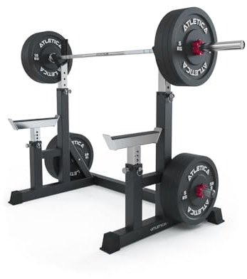 Atletica Dome | höhenverstellbare Squat- und Hantelbank Basis | Chrome Uprights und Safety Spotter Arme | Tiefe J-Hooks für sichere Hantelhalterung…