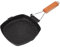 HERCHR Grill Pan Griddle, 7.8 x 7.8in Non-Stick Cast Iron Square Skillet for Steak, Carbon Steel Ridged Frying Pan for Meat, Fish, Bacon and Vegetables