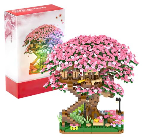 Hojalis 2008+ Pcs Mini Sakura Arbre Maison Construire Bloc, Ensemble De Construction Cabane dans Les Arbres, Ensemble De Blocs De Construction Arbres De Fleurs De Cerisier, pour Les Enfants 14 Ans