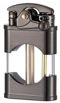 Accendino for sigari, accendino a cherosene antivento e impermeabile con contenitore trasparente Accendino vintage in metallo con pietra focaia, regalo da collezione, barbecue, gadget da uomo (Color