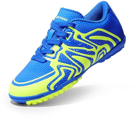 DREAM PAIRS pojkar fotbollssko flickor sportskor lätta träningsskor bekväma och slitstarka vida hopplöparskor utomhus unisex, Kunglig citrongrön vit, 31 EU