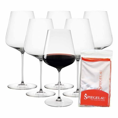 Spiegelau Definition Bordeauxgläser 6er Set + Poliertuch, Rotweingläser (750 ml) und Mikrofaser-Glasreinigungstuch (50 x 64 cm), Kristallglas