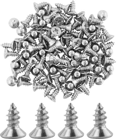 100 tornillos autorroscantes, M4 x 10 mm, tornillos multiusos de acero inoxidable 304, tornillos de cabeza plana cruzada para madera, paneles de yeso y muebles, tornillos autorroscantes de acero