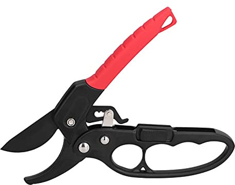 Sécateur rouge noir segmenté à cliquet, ciseaux à branche, économie d'effort, interrupteur coulissant, sécateur pour verger et jardin