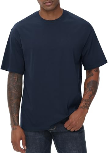 T-shirts för män, basic, bomull, t-shirt, rund hals, kortärmad, sommartoppar med ledig, snyggt te för män, Marinblå, XL