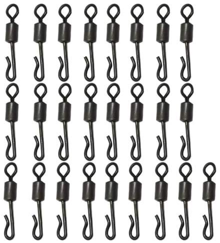 25pcs Quick Change Swivels, Carp Coarse Fishing Tackle Rings Rigs Clips Links Connector