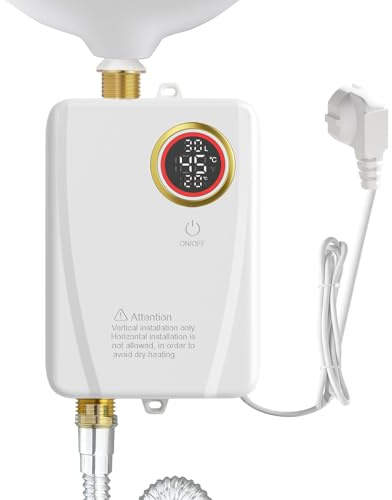 Scaldacqua istantanea 3500 W, mini scaldabagno 230 V con display LED, regolabile da 20 a 50 ℃, per cucina e doccia, scaldabagno elettrico per bagno, lavandino, facile installazione