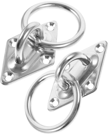 Anclaje inferior, 2 unidades de acero inoxidable 304 M6 con placas ojo diamante, anillos anclaje alta resistencia for amarre carga en remolques y camiones, anclajes montaje techo anillo O