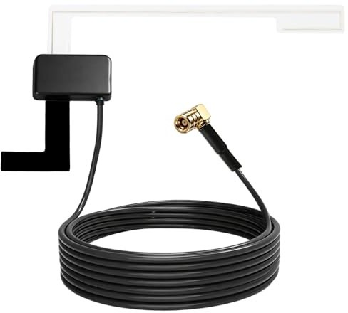Aktive DAB Antenne Auto mit 3 Meter Kabel, DAB Autoantenne mit SMB Stecker, Digitales Autoradio Antenne Glasmontage für Pioneer Clarion Kenwood Alpine JVC, Scheibenantenne Glass Mount für PKW LKW SUV