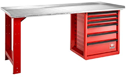 Facom 2000.ROLL6M3G Wartungstisch mit 6 Schubladen, verzinkt, mehrfarbig, 2 m