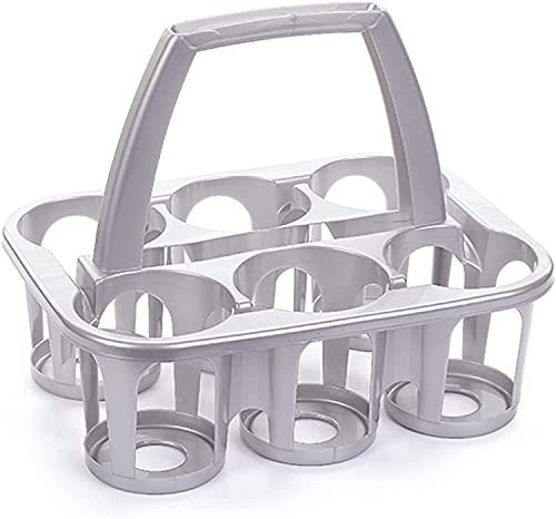 plastific 6 x Plastic Beer Garden Glass Collector Carrier Milk Bottle Holder Bottles Storage Saver Drinks Organizer Holding Container with Handle (A: Silver)