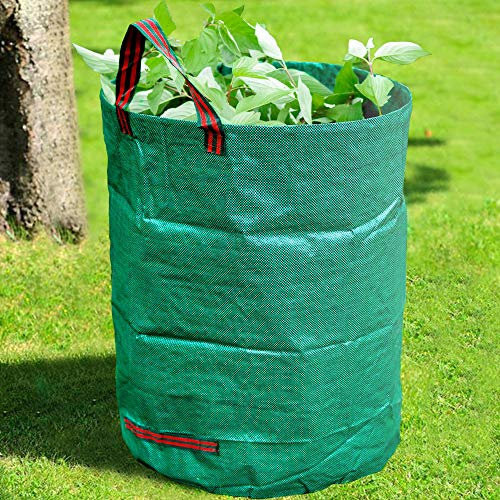 GroundMaster Round Heavy-duty Garden Waste Bags – 100L Woven Polypropylene Garden Sack – Waterproof Reinforced Extra-strong Waste Bags with Handle – Ideal for Leaves, Rubble, and Soil (Pack of 1)