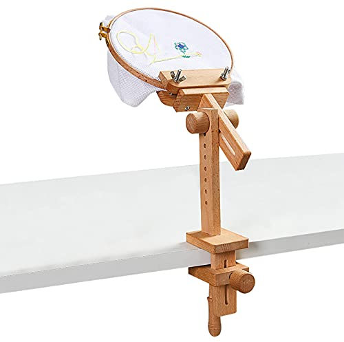 Inbyggt bord broderistativ, broderiram skrivbord, broderistativ av trä för bord broderi stativ broderiram naturligt trä broderi korsstygn ram justerbara syverktyg