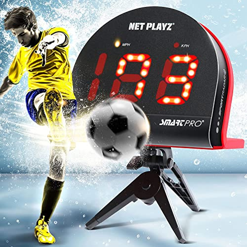 NetPlayz Radars de football, capteurs de vitesse équipement d'entraînement (pistolets radar mains libres, pistolets de vitesse de tir | Cadeaux de football, gadget et équipement de haute technologie