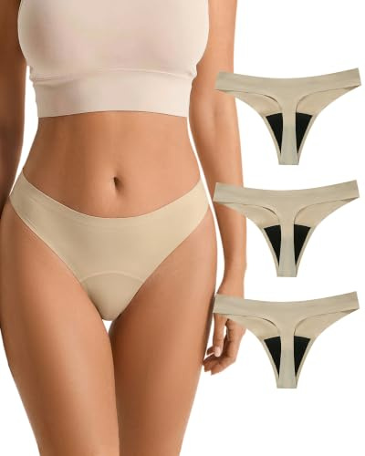 SHARICCA Womens Period Pants Thong Leakproof Menstrual Underwear Sporty for Girls Period