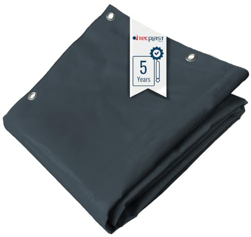 Carport-Plane 4x5 m Anthrazitgrau - 5 Jahre Garantie TECPLAST - LP506CP - wasserdichte Schutzplane aus PVC für Carports