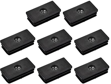Sourcing Map 8Pcs Black Plastic Rectangular End Caps Insert Plugs for 1.57x0.79 OD Rectangle Tube