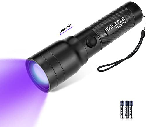 Geekhigh UV-Taschenlampe 395nm, Zoomable Pen Schwarzlicht Taschenlampe mit 3AAA Batterie Ultraviolett-Taschenlampe Pet Urine Detektor für Katze Hund Flecken, Bettwanzen, Haushalt Toilette