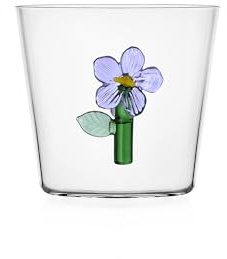 Ichendorf Milano Tumbler, Fiore Lilla, Collezione Botanica, 35 cl, Vetro Borosilicato, Fatto a Mano