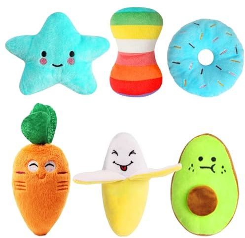 Kapetgo 6 Pack Luxury Dog Squeaky Toys for Puppy, Cute Small Plush Dog Toys for Small Medium Dogs