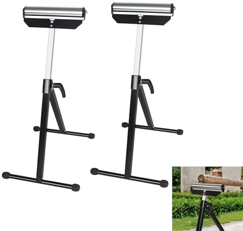 CEEDIR Lot de 2 tréteaux à roulettes pliables - Hauteur réglable - 68 à 107 cm - Charge maximale : 60 kg - Avec pieds antidérapants - En acier