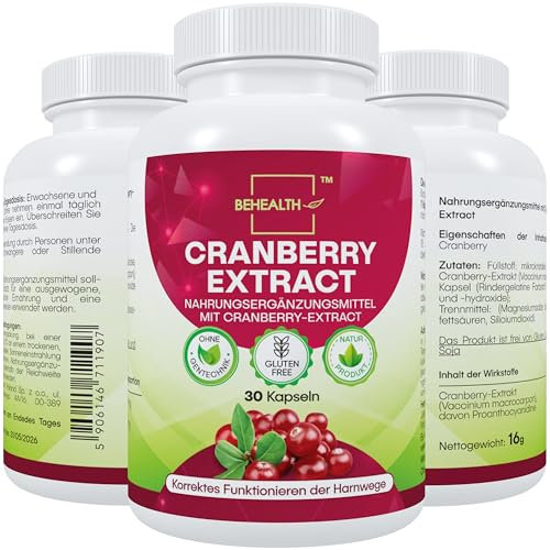 Cranberry Kapseln mit 36 mg Proanthocyanidinen – Quelle natürlicher Pflanzenstoffe – 30 Kapseln – Laborgeprüft – Hergestellt in der EU