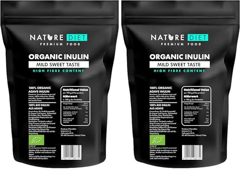 Nature Diet - Inulina ecológica de agave 1000g, Prebiótico natural, (Paquete de 2)
