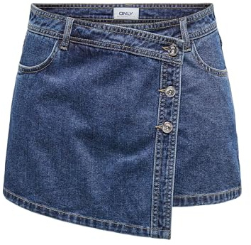 ONLY Damer Onllesly Reg Lb DNM Bj Noos mini denim wrap kort, Mörkblå denim, XS