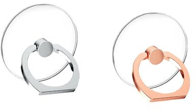 Transparent Cell Phone Ring Holder, 2pcs Clear Phone Ring Stand,Cell Phone Finger Ring Grip Kickstand,Universal Ring Buckle Grip Stand,for Various Mobile Phones,Phone Ring Holder Stand(Silver,RoseGold