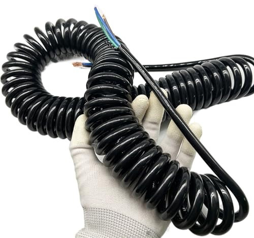 Bobina retrattile a filo elastico multicore, Cavo a spirale estensibile quadrato nero a 3 conduttori da 4 mm, con resistenza alla trazione(Stretch 1 meter)
