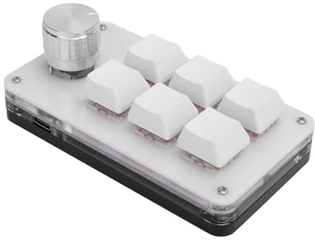EIMSOAH Mini Clavier de Jeu Mécanique Macro Cool 6 Touches Une Main USB RGB Pad Interrupteur Rouge Anti-poussière pour Les Joueurs et Les Employés de Bureau ABS 100x57mm