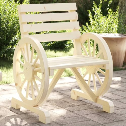 QUAHEAS Garden Chair Made of Solid Fir Wood, 58 x 58 x 78.5 cm, with Backrest and Armrests, Weatherproof for Patio, Balcony, Conservatory, Comfortable Outdoor Chair for Relaxed Seating Group