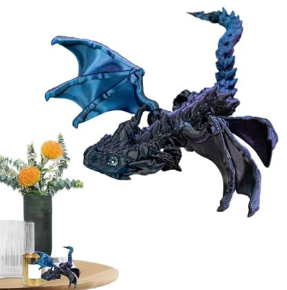 Dragon Toys, Dragon Figures for Kids 3D -tryckta flexibla flygande | skrivbordsskärmdekor, kreativt för bokhylla skrivbord eller skåp
