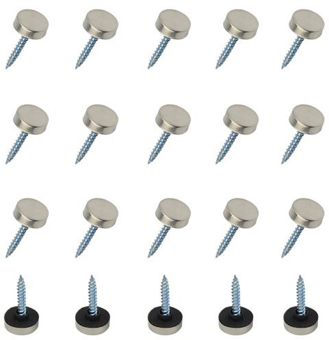TOVOT 20PCS 13MM Mirror Screws with Caps Stainless Steel Decorative Screws Mirror Fixings