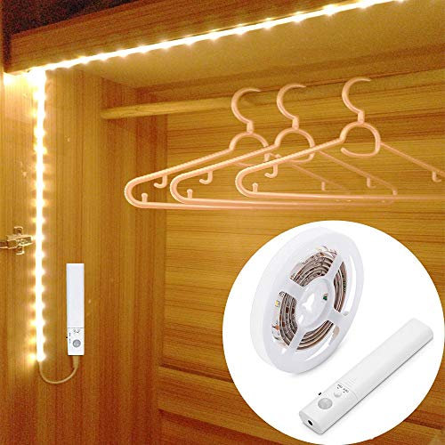 OriFiil LED Band mit Bewegungsmelder, 150cm LED Streifen Schrankbeleuchtung, batterie betrieben Nachtlicht, 3000K Warmweiß Strip für Kinderzimmer, Schlafzimmer, Küche, Orientierungslicht