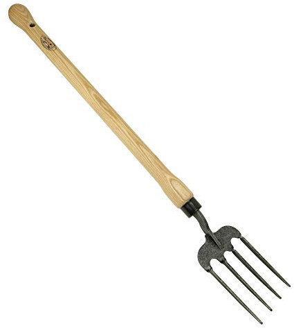 DeWit Fourchette à fleurs « Welldon » 64 cm avec manche boutonné I Fourche funéraire professionnelle en acier borosique avec poignée en frêne certifié FSC® I Fourche de jardin I Fourche à tombes &